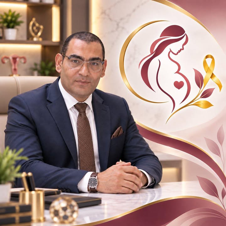 د. أحمد فهيم مصطفى في مكتبه بالعيادة